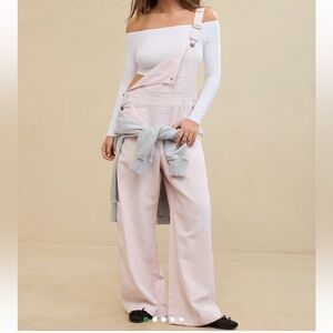 Women's Aerie Boy-Ish cream soft denim Overalls